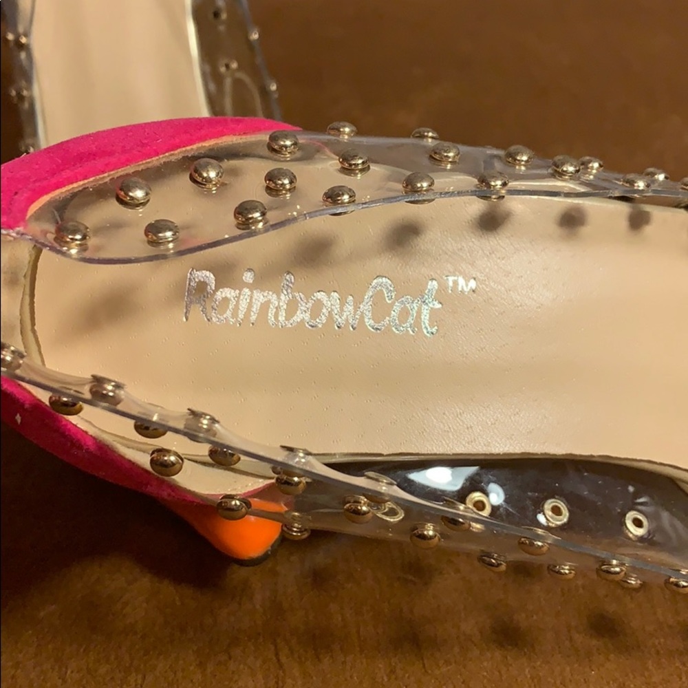 Rainbow Cat Pink / Orange See Through Heels - Picture 6 of 8